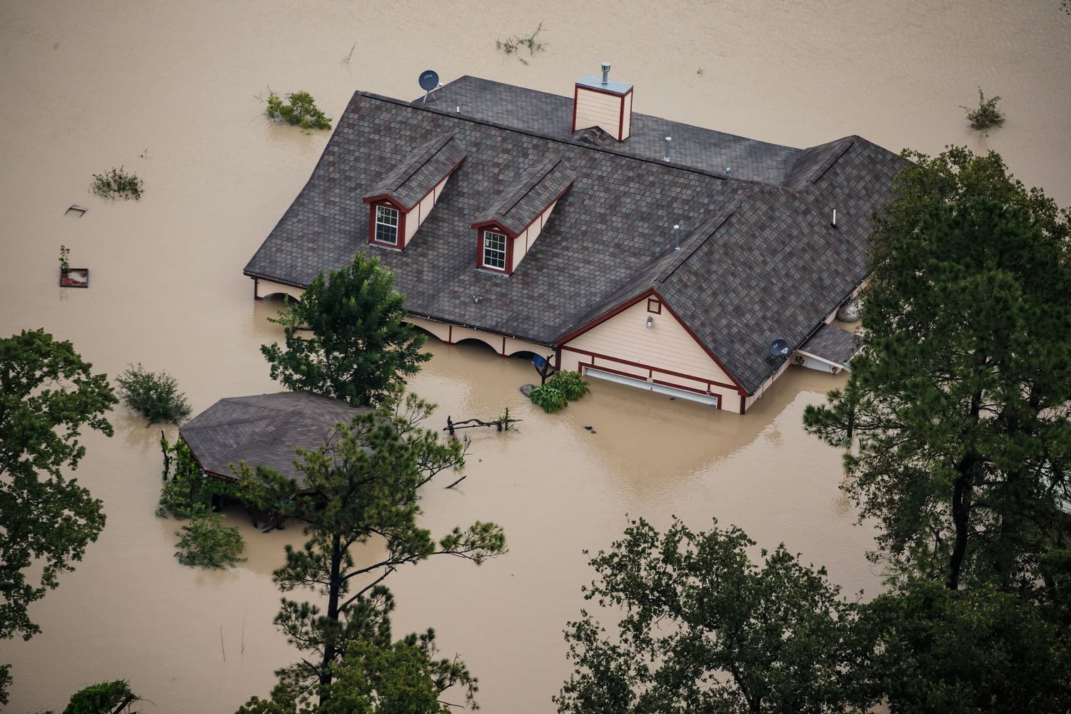 Air view of flood
